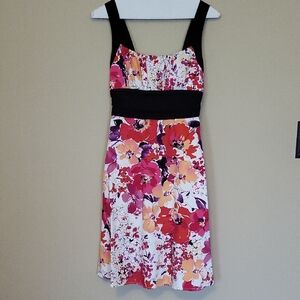 B. Smart Floral Midi Dress - Pink, Red, Black